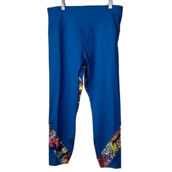Soulgani Active Petite Blue Floral Leggings Size MP - Picture 4 of 13
